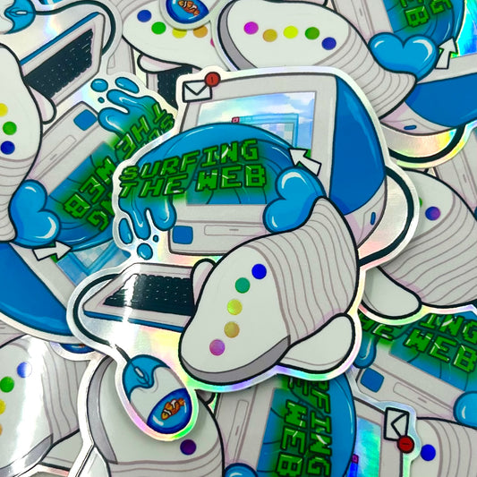 Surfing the Web Vinyl Sticker