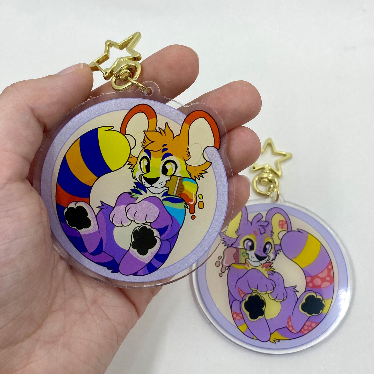 Rainbow Plushie Kougra Double-Sided Keychain