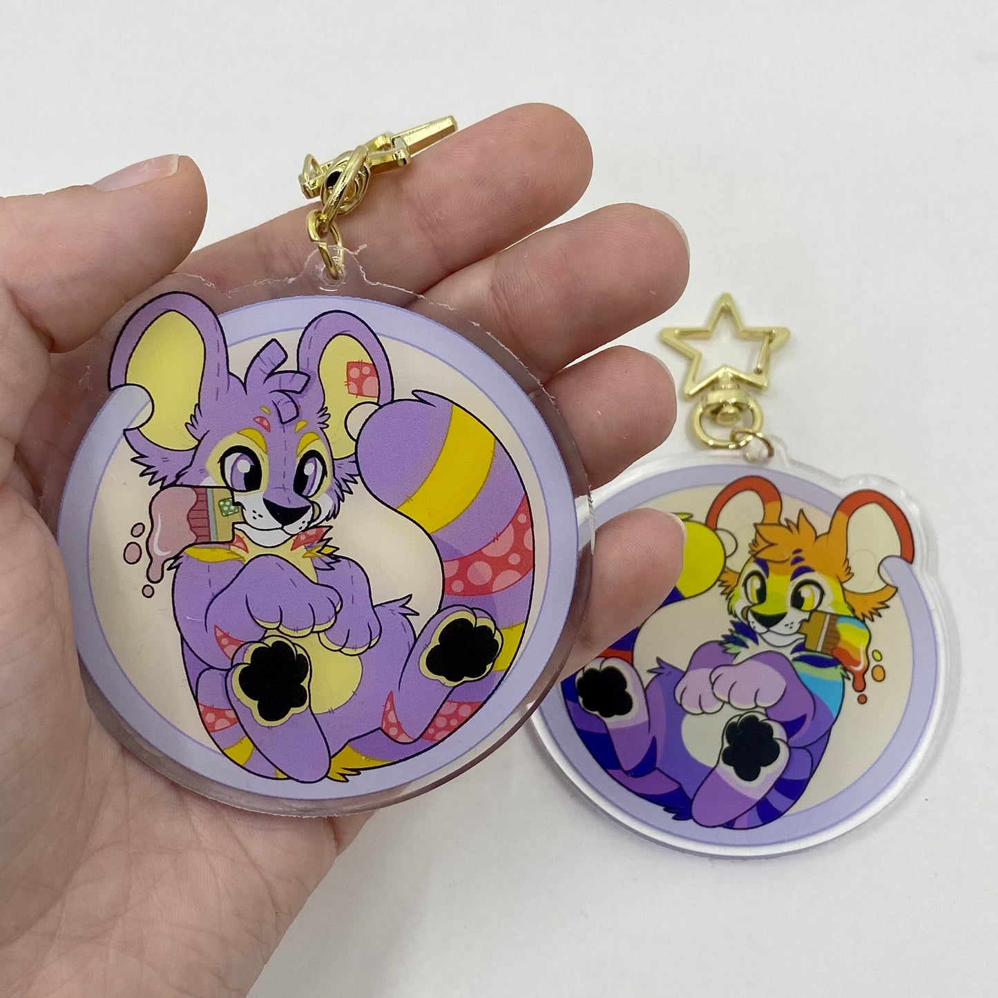 Rainbow Plushie Kougra Double-Sided Keychain