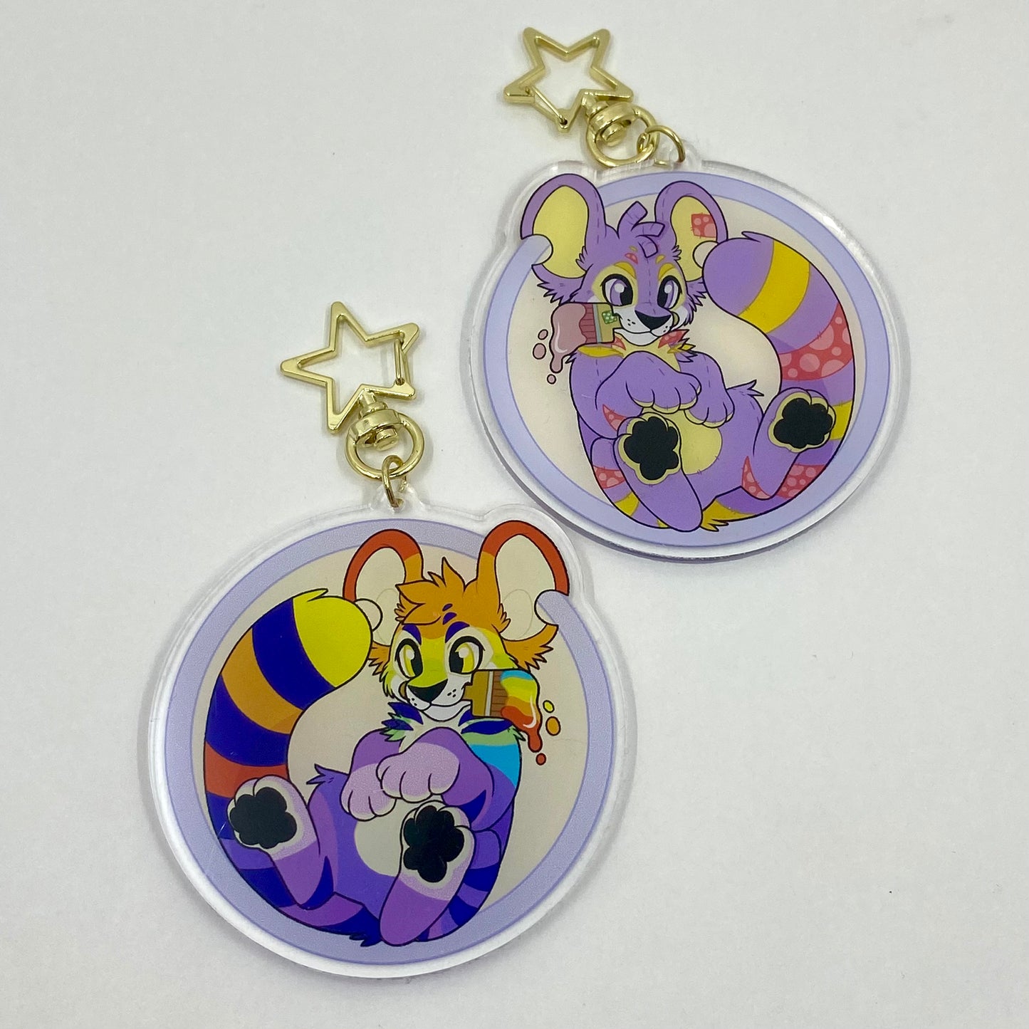 Rainbow Plushie Kougra Double-Sided Keychain