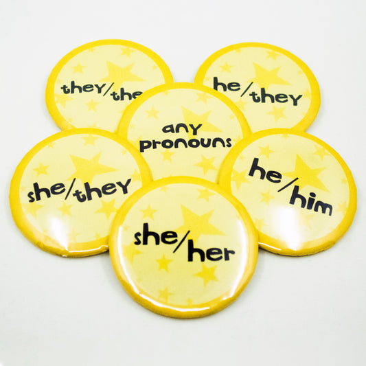 Starry Pronoun Pinback Buttons